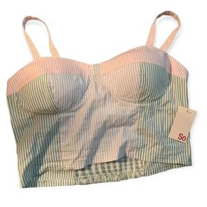 SO color block stripe bustier crop top